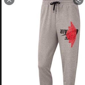Jordan Men's Jumpman Wings Classic Fleece Jogger Pants Carbon Heather-Gym Red